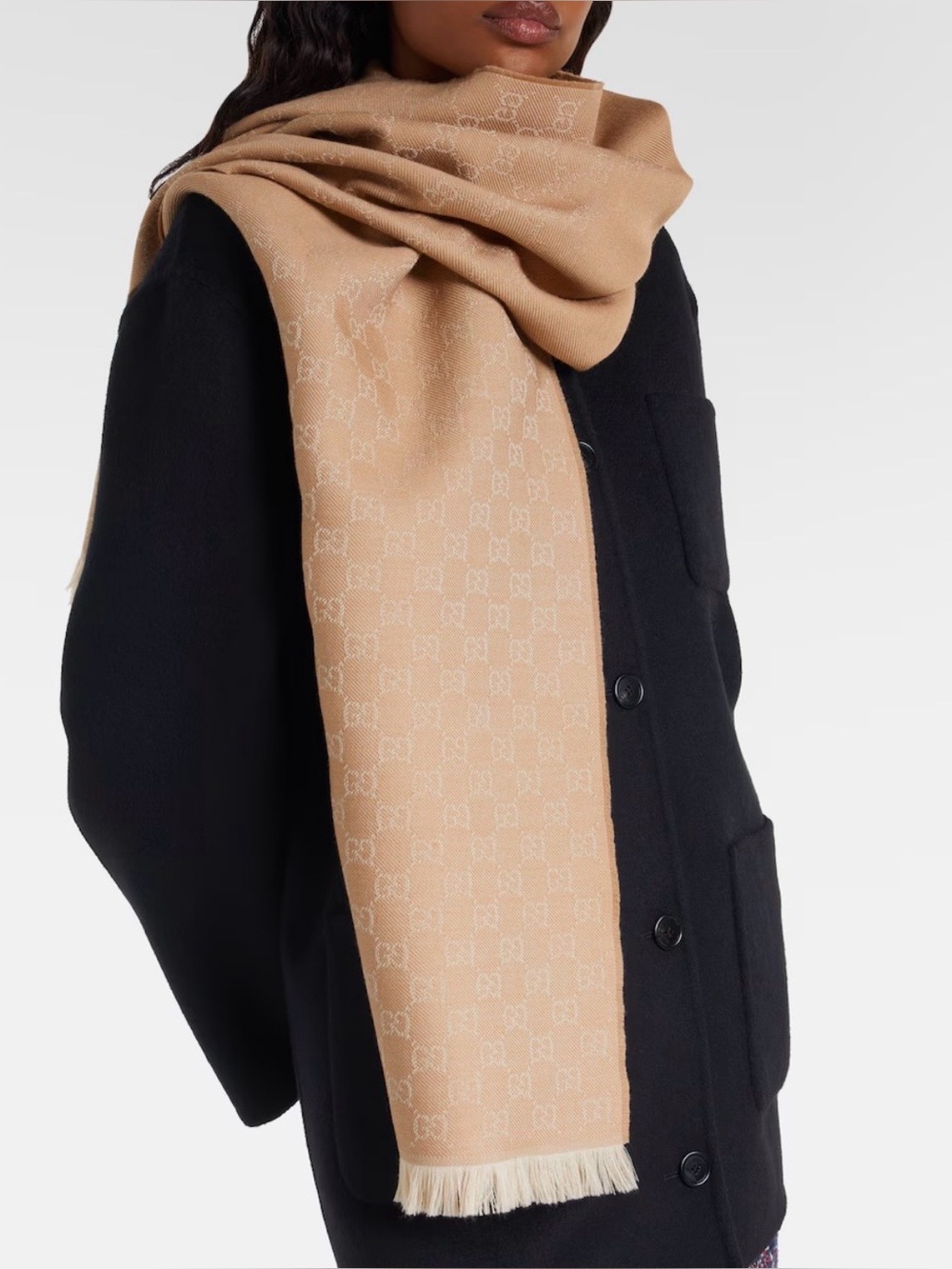 GG wool scarf in beige and ivory | GUCCI® US - Picture 3 of 8